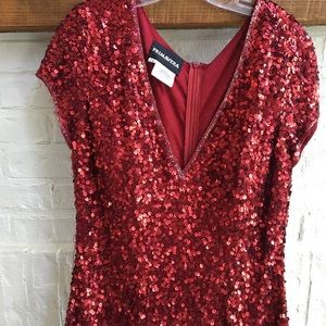 Red sequined long dress